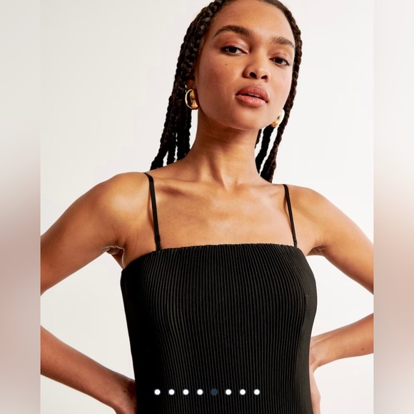 Abercrombie & Fitch pleated midi dress Black XL Petit - Picture 4 of 6